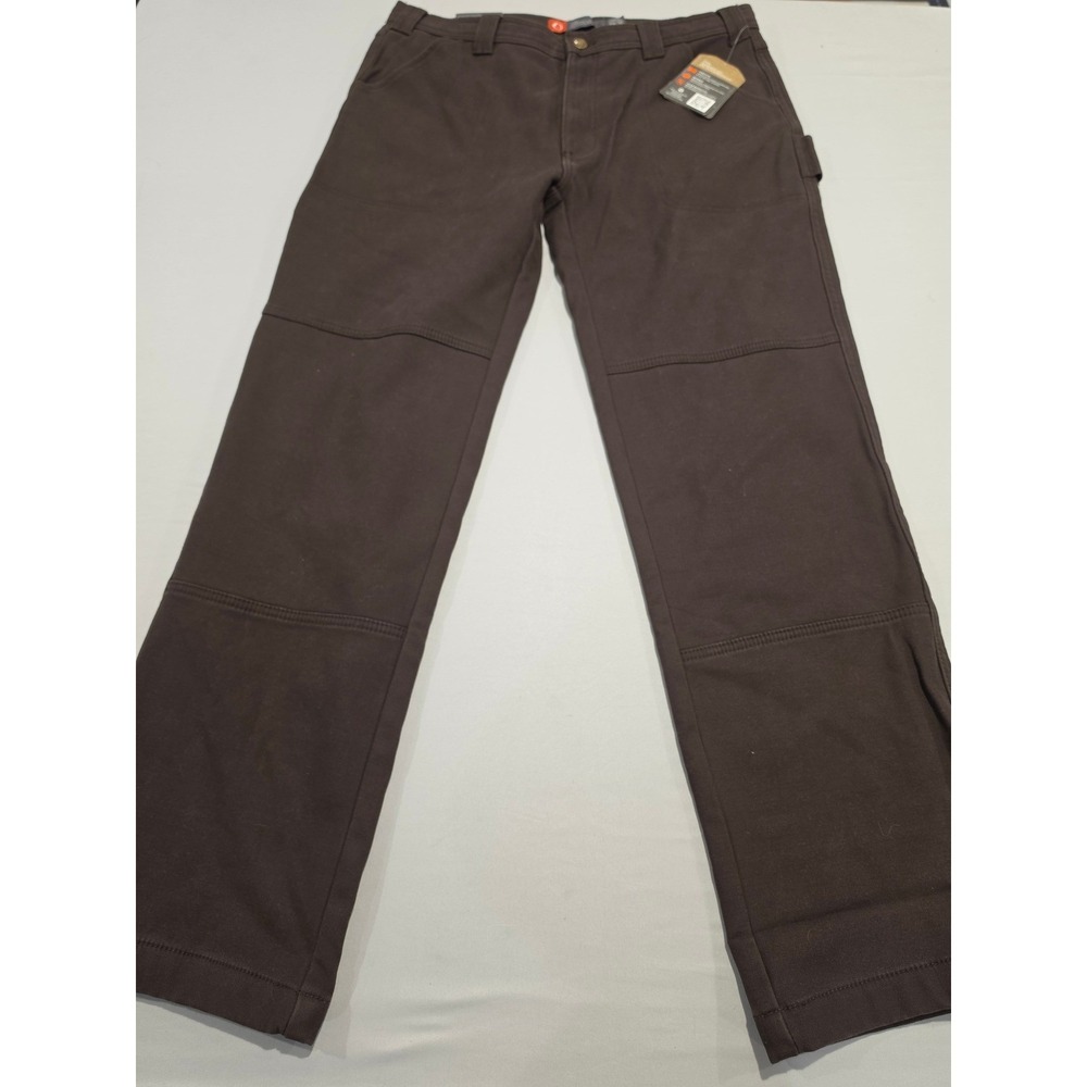 The American Outdoorsman Mens Bonded Canvas Fleece Lined Work Pants Brown 34x32